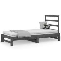 Lit coulissant sans matelas gris 2x(90x200) cm 