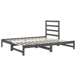 Lit coulissant sans matelas gris 2x(90x200) cm 