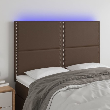 Tête de lit à LED Marron 144x5x118/128 cm Similicuir 