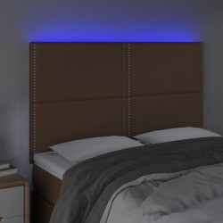 Tête de lit à LED Marron 144x5x118/128 cm Similicuir 
