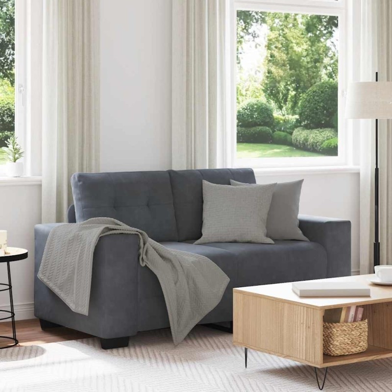 Canapé causeuse gris foncé 120 cm velours 