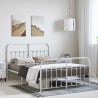 Cadre de lit métal sans matelas et pied de lit blanc 135x190 cm 