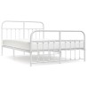 Cadre de lit métal sans matelas et pied de lit blanc 135x190 cm 