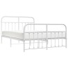 Cadre de lit métal sans matelas et pied de lit blanc 135x190 cm 