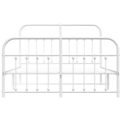 Cadre de lit métal sans matelas et pied de lit blanc 135x190 cm 