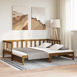Lit coulissant sans matelas marron miel 2x(90x190) cm 