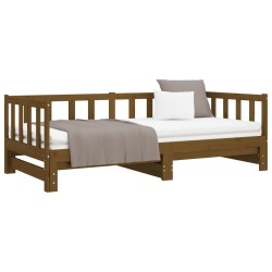 Lit coulissant sans matelas marron miel 2x(90x190) cm 