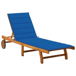 Chaise longue de jardin avec coussin Bois d'acacia solide 
