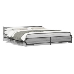 Cadre de lit avec tiroirs sans matelas sonoma gris 200x200 cm 