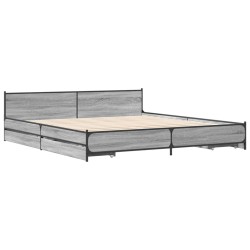 Cadre de lit avec tiroirs sans matelas sonoma gris 200x200 cm 
