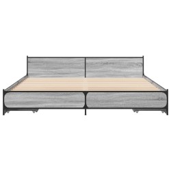 Cadre de lit avec tiroirs sans matelas sonoma gris 200x200 cm 