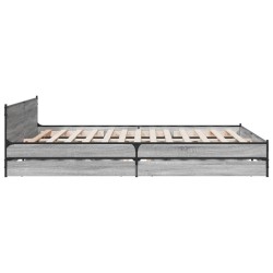 Cadre de lit avec tiroirs sans matelas sonoma gris 200x200 cm 