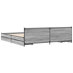 Cadre de lit avec tiroirs sans matelas sonoma gris 200x200 cm 