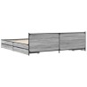 Cadre de lit avec tiroirs sans matelas sonoma gris 200x200 cm 