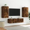 Unités murales TV avec LED 4 pcs chêne fumé bois d'ingénierie 