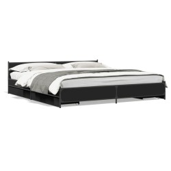 Cadre de lit avec tiroirs sans matelas noir 200x200 cm 