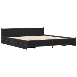 Cadre de lit avec tiroirs sans matelas noir 200x200 cm 