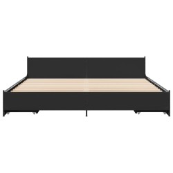 Cadre de lit avec tiroirs sans matelas noir 200x200 cm 