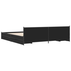 Cadre de lit avec tiroirs sans matelas noir 200x200 cm 