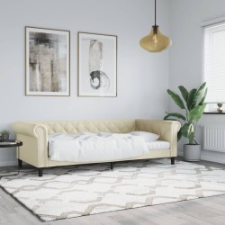 Lit de jour sans matelas crème 90x200 cm similicuir 