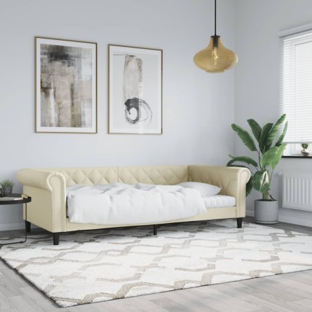 Lit de jour sans matelas crème 90x200 cm similicuir 