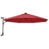 Parasol mural avec LED rouge vif 290 cm 