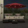 Parasol mural avec LED rouge vif 290 cm 