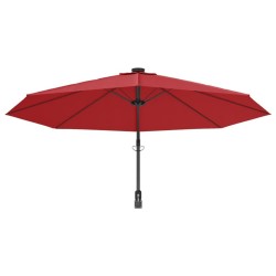 Parasol mural avec LED rouge vif 290 cm 