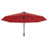Parasol mural avec LED rouge vif 290 cm 