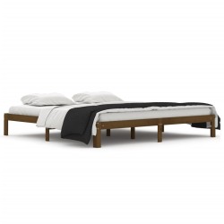 Cadre de lit sans matelas marron miel bois pin massif 200x200cm 