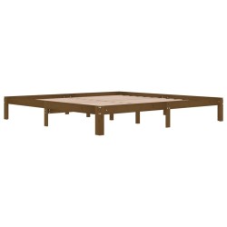 Cadre de lit sans matelas marron miel bois pin massif 200x200cm 