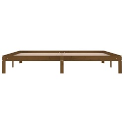 Cadre de lit sans matelas marron miel bois pin massif 200x200cm 