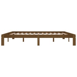 Cadre de lit sans matelas marron miel bois pin massif 200x200cm 