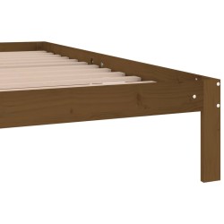 Cadre de lit sans matelas marron miel bois pin massif 200x200cm 