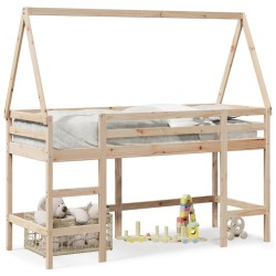 Lit superposé avec échelle et toit sans matelas 90x200 cm 