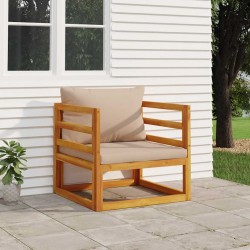 Chaise de jardin avec coussins taupe bois massif d'acacia 