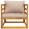 Chaise de jardin avec coussins taupe bois massif d'acacia 
