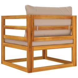 Chaise de jardin avec coussins taupe bois massif d'acacia 