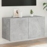 Meuble TV mural avec lumières LED gris béton 80x35x41 cm 