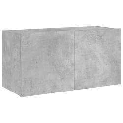 Meuble TV mural avec lumières LED gris béton 80x35x41 cm 