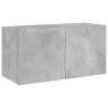 Meuble TV mural avec lumières LED gris béton 80x35x41 cm 