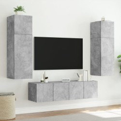 Meuble TV mural avec lumières LED gris béton 80x35x41 cm 