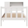 Lit bibliothèque sans matelas blanc 90x190cm bois de pin massif 