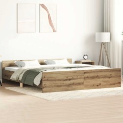 Cadre de lit sans matelas chêne artisanal 180x200 cm 