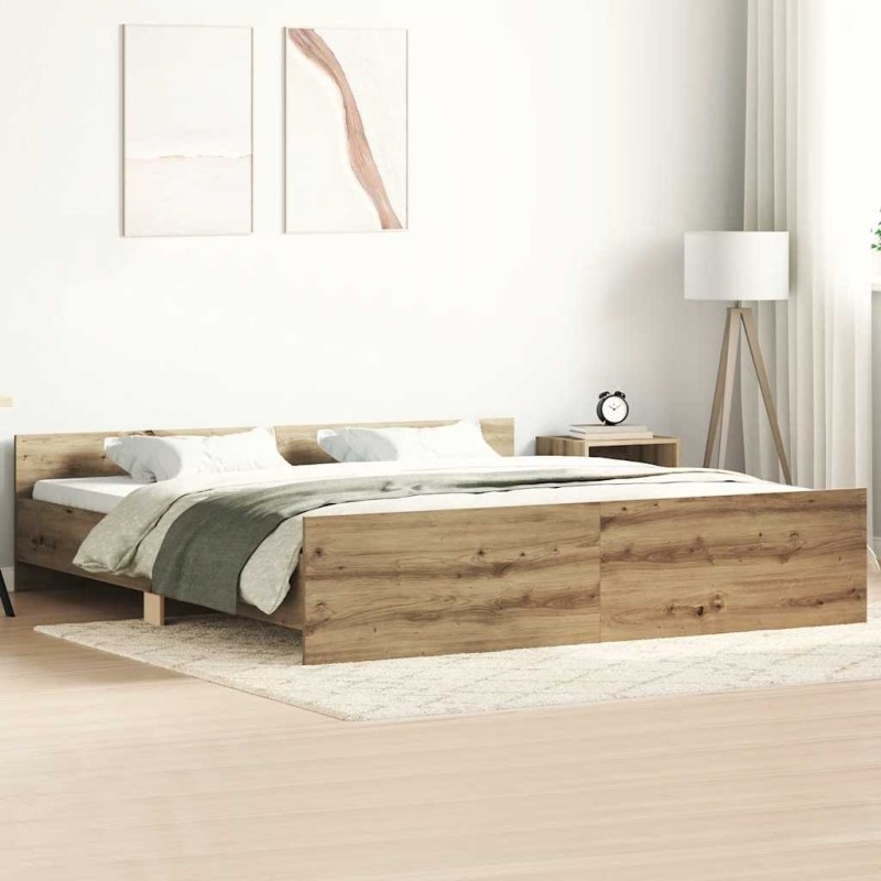 Cadre de lit sans matelas chêne artisanal 180x200 cm 