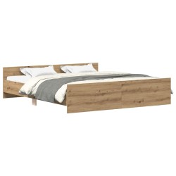 Cadre de lit sans matelas chêne artisanal 180x200 cm 