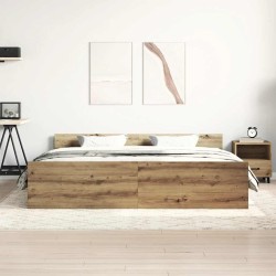 Cadre de lit sans matelas chêne artisanal 180x200 cm 
