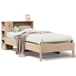 Lit bibliothèque sans matelas 90x200 cm bois de pin massif 