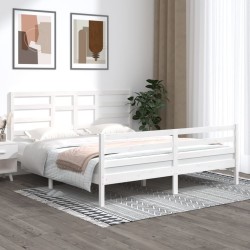 Cadre de lit sans matelas blanc bois massif 180x200 cm 