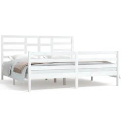 Cadre de lit sans matelas blanc bois massif 180x200 cm 